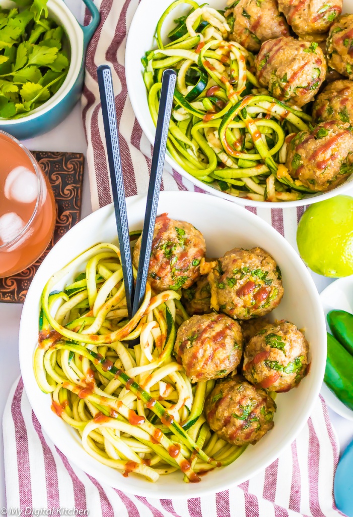 SRIRACHA TURKEY MEATBALL ZOODLES My Digital Kitchen