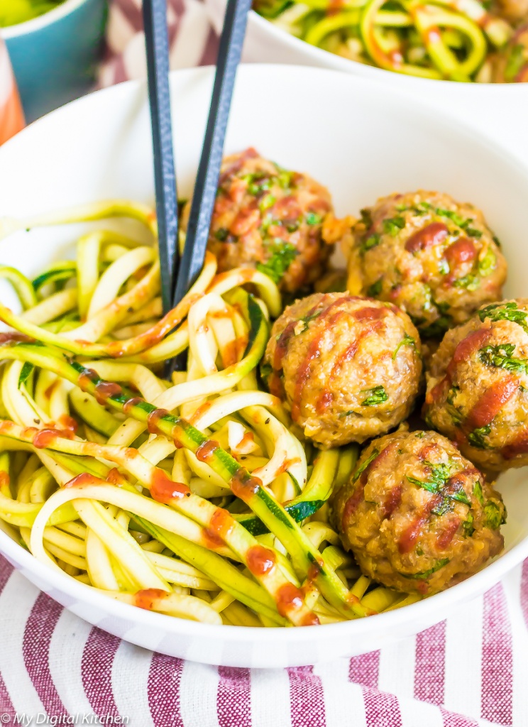SRIRACHA TURKEY MEATBALL ZOODLES My Digital Kitchen